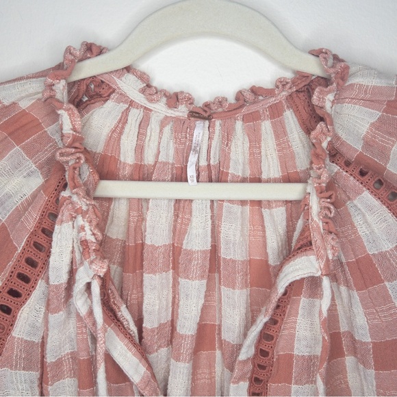 Free People Honey Grove Plaid Peasant Long Sleeve Blouse - Picture 9 of 10